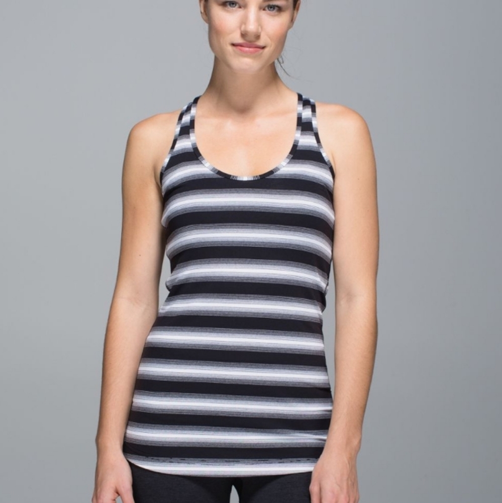 Lululemon Cool Racerback Capilano Stripe Black White tank top - Picture 3 of 11